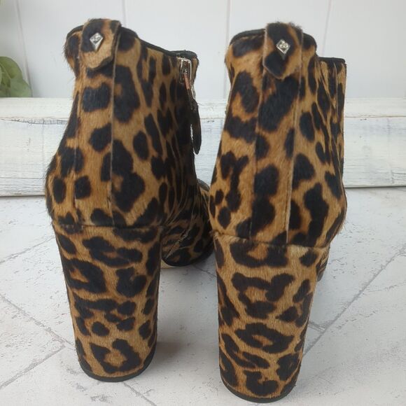 Sam Edelman Cambell Cheetah Leopard Print Calf Fur Ankle Boots US 8.5M EUC - Picture 13 of 13